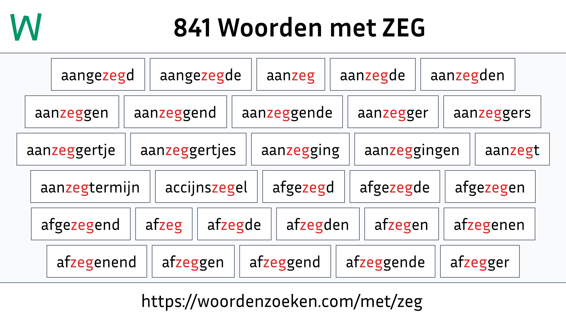 Woorden met ZEG