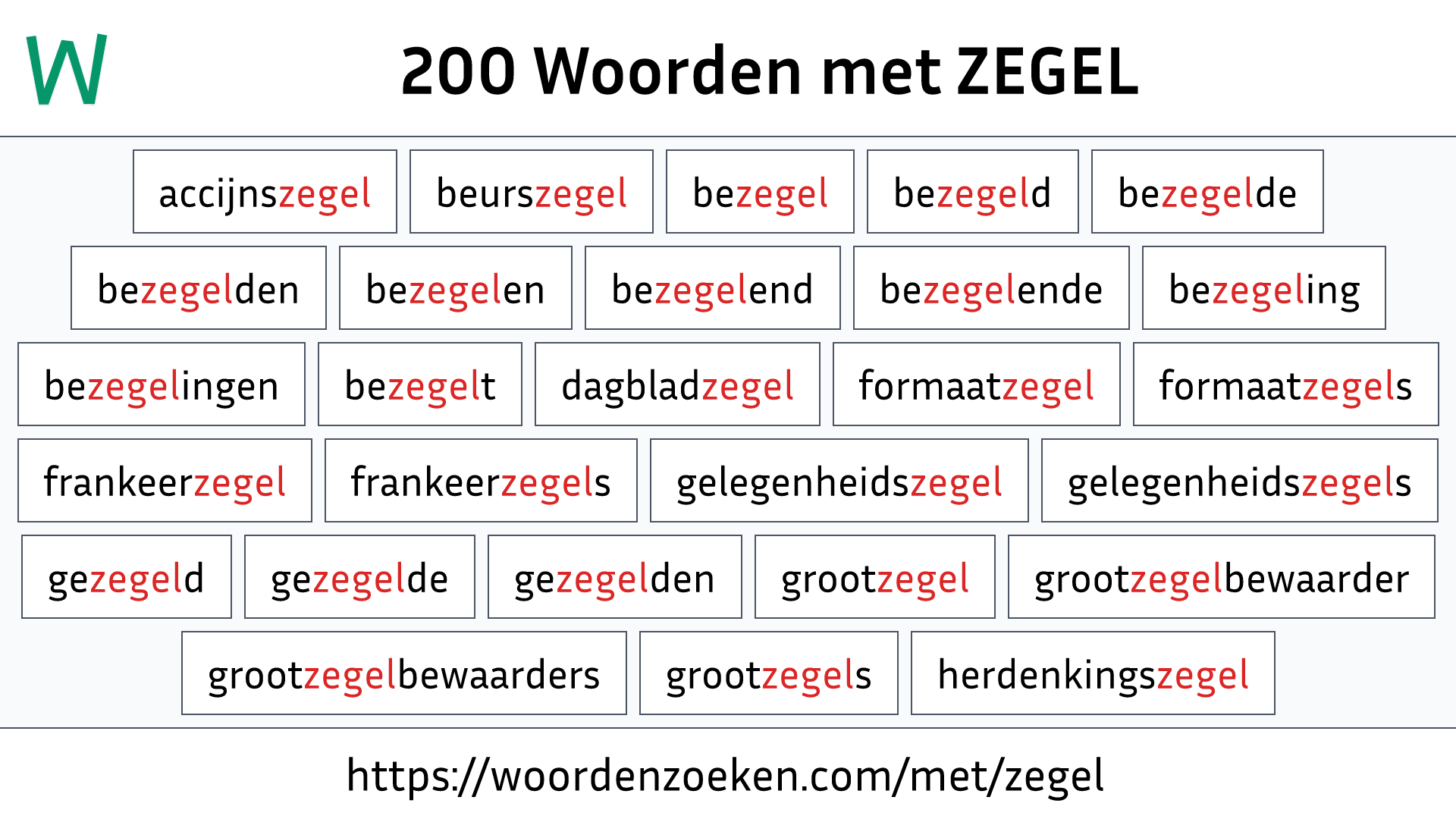 Woorden met ZEGEL