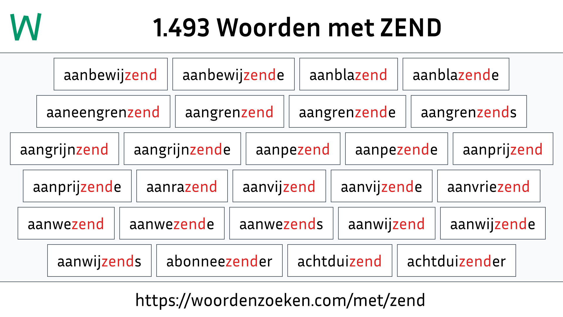 Woorden met ZEND