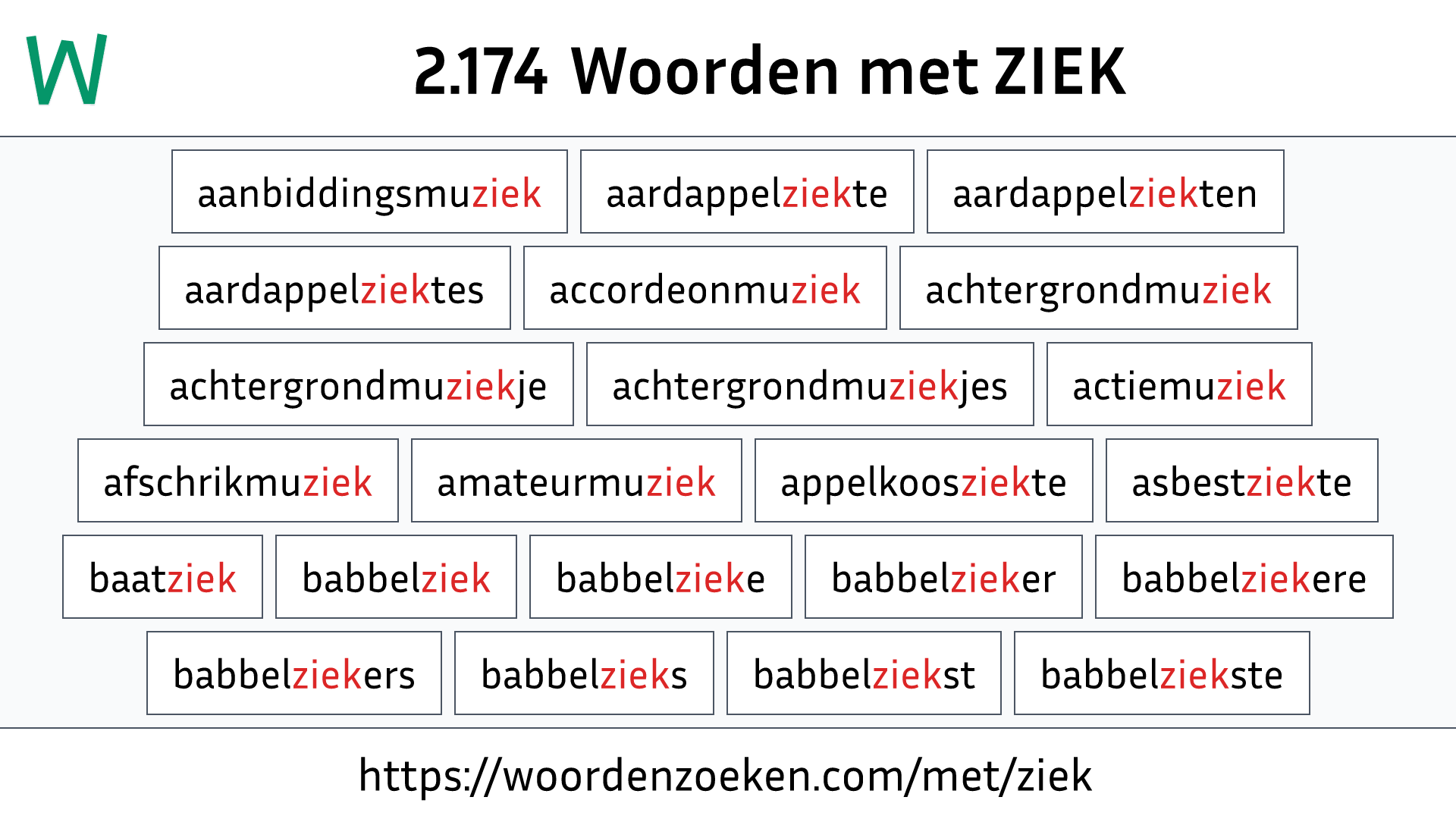 Woorden met ZIEK