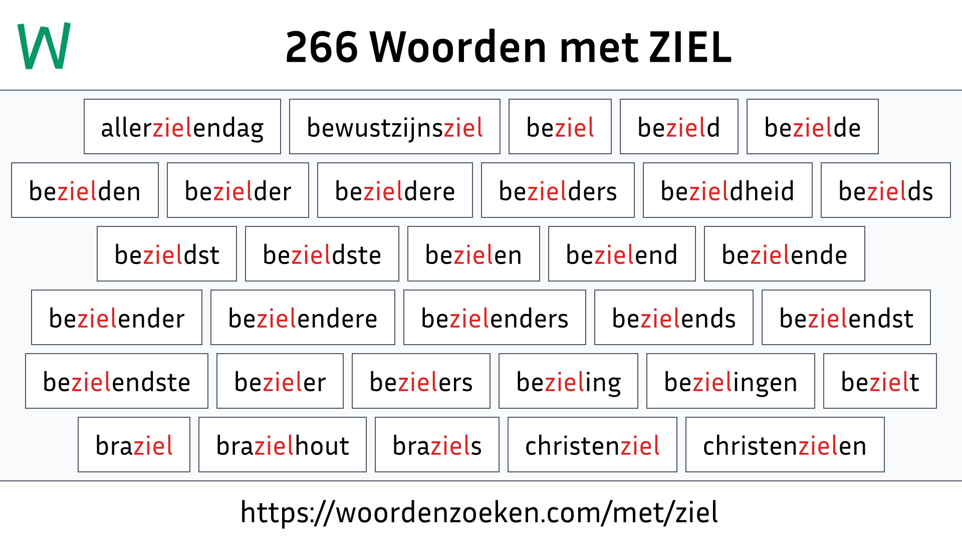 Woorden met ZIEL