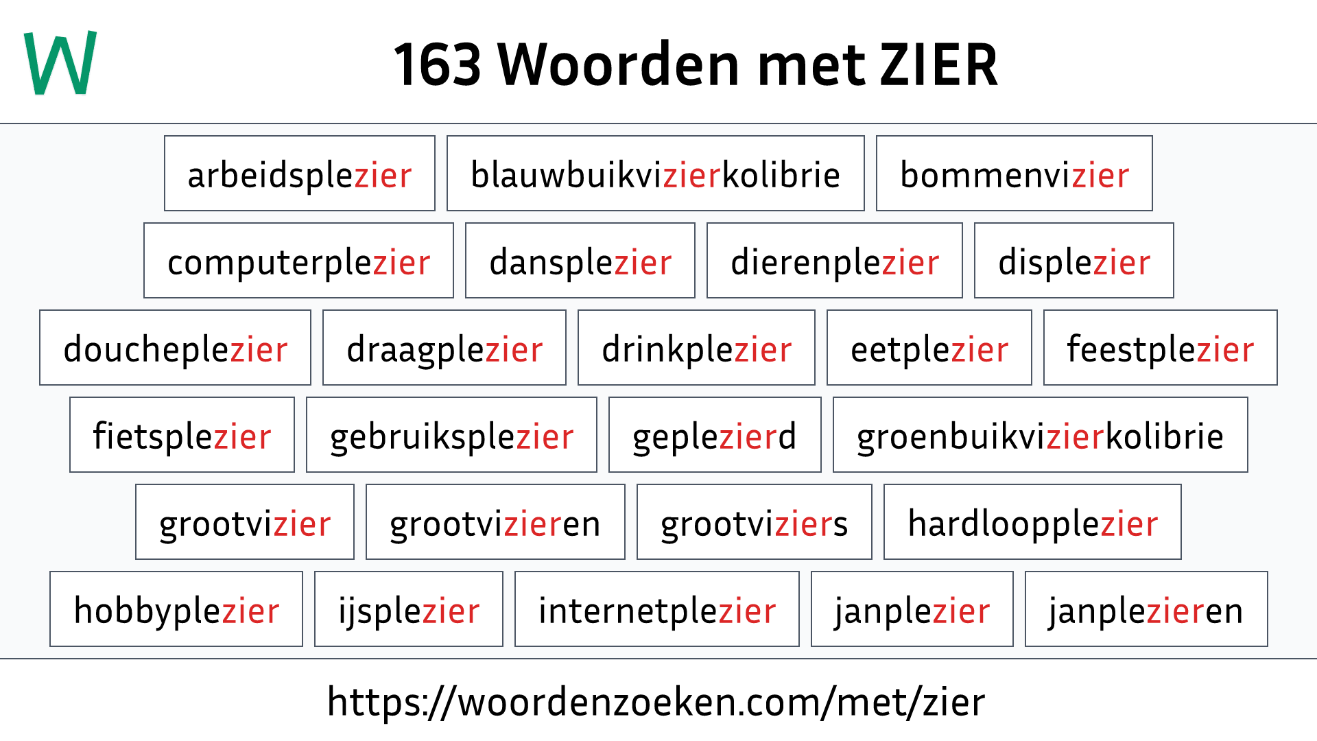 Woorden met ZIER