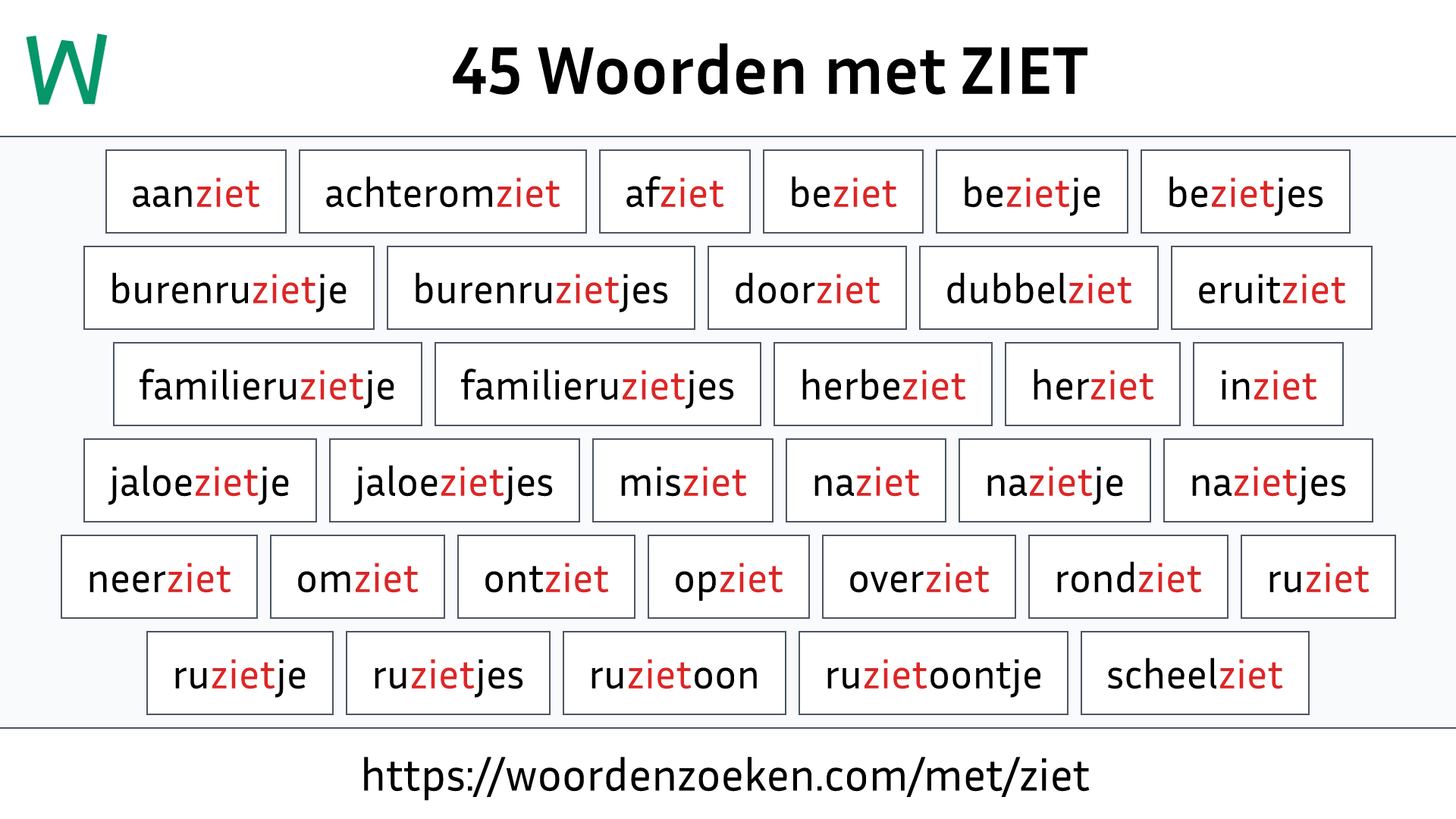 Woorden met ZIET