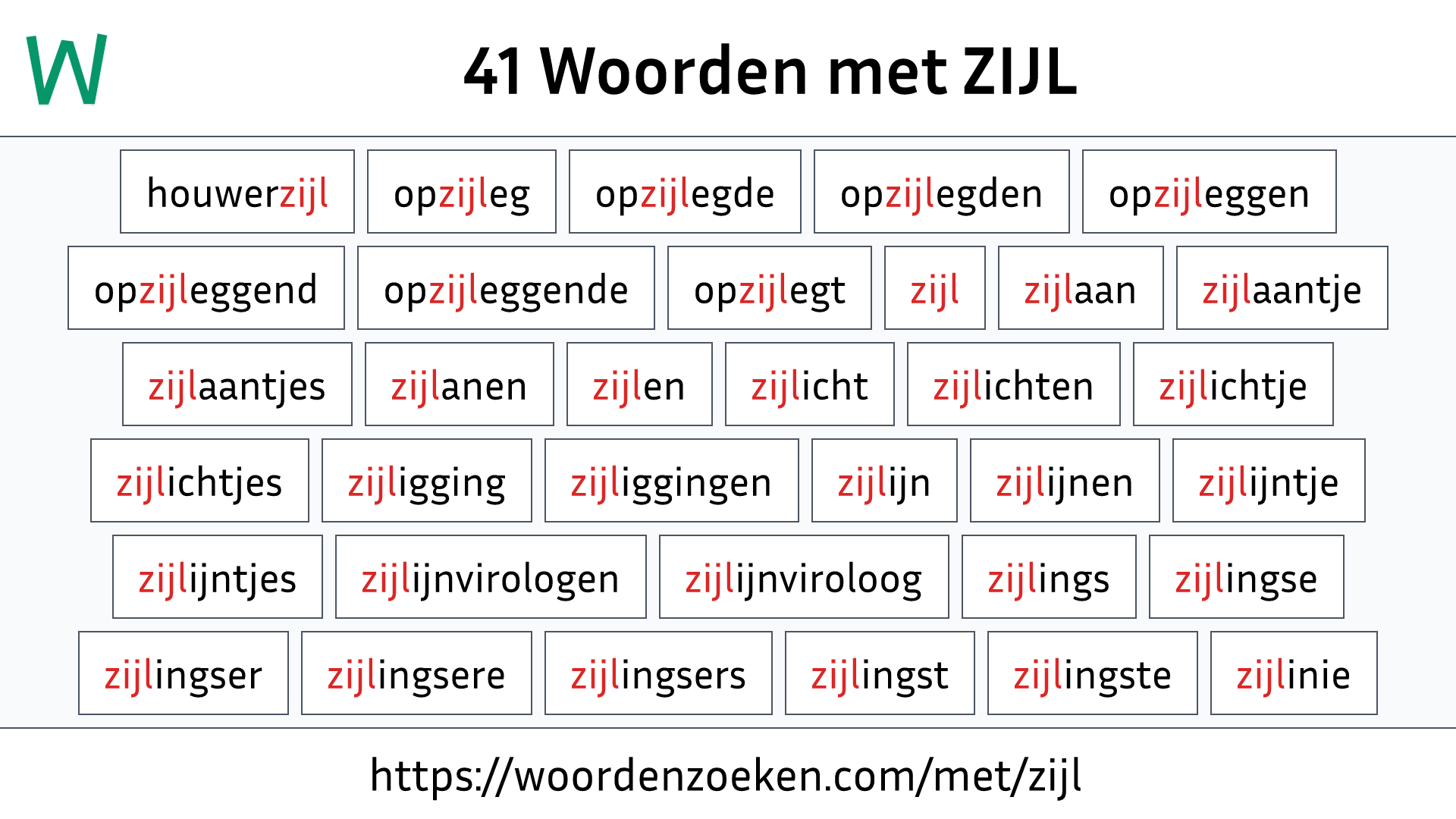 Woorden met ZIJL