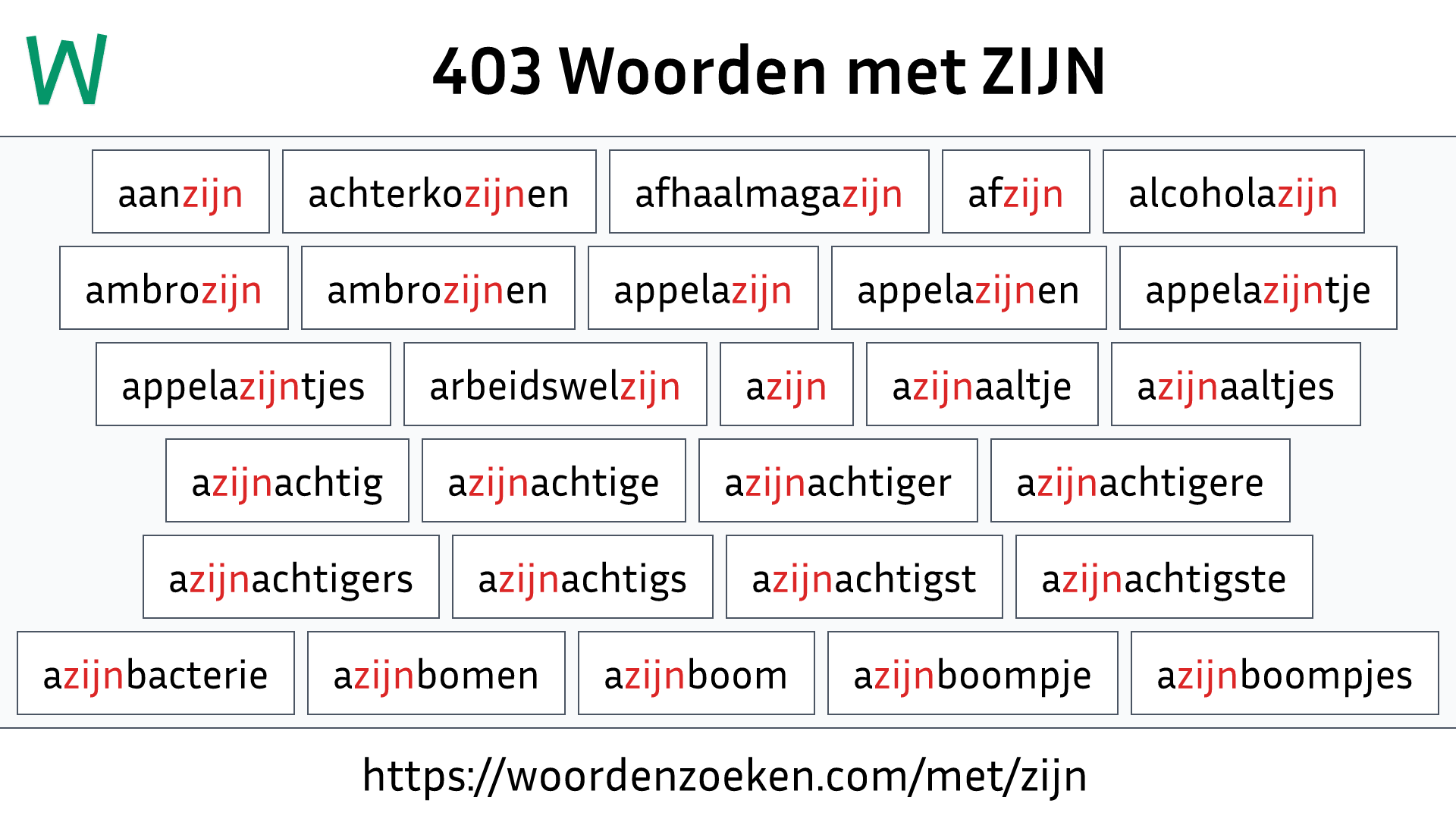 Woorden met ZIJN