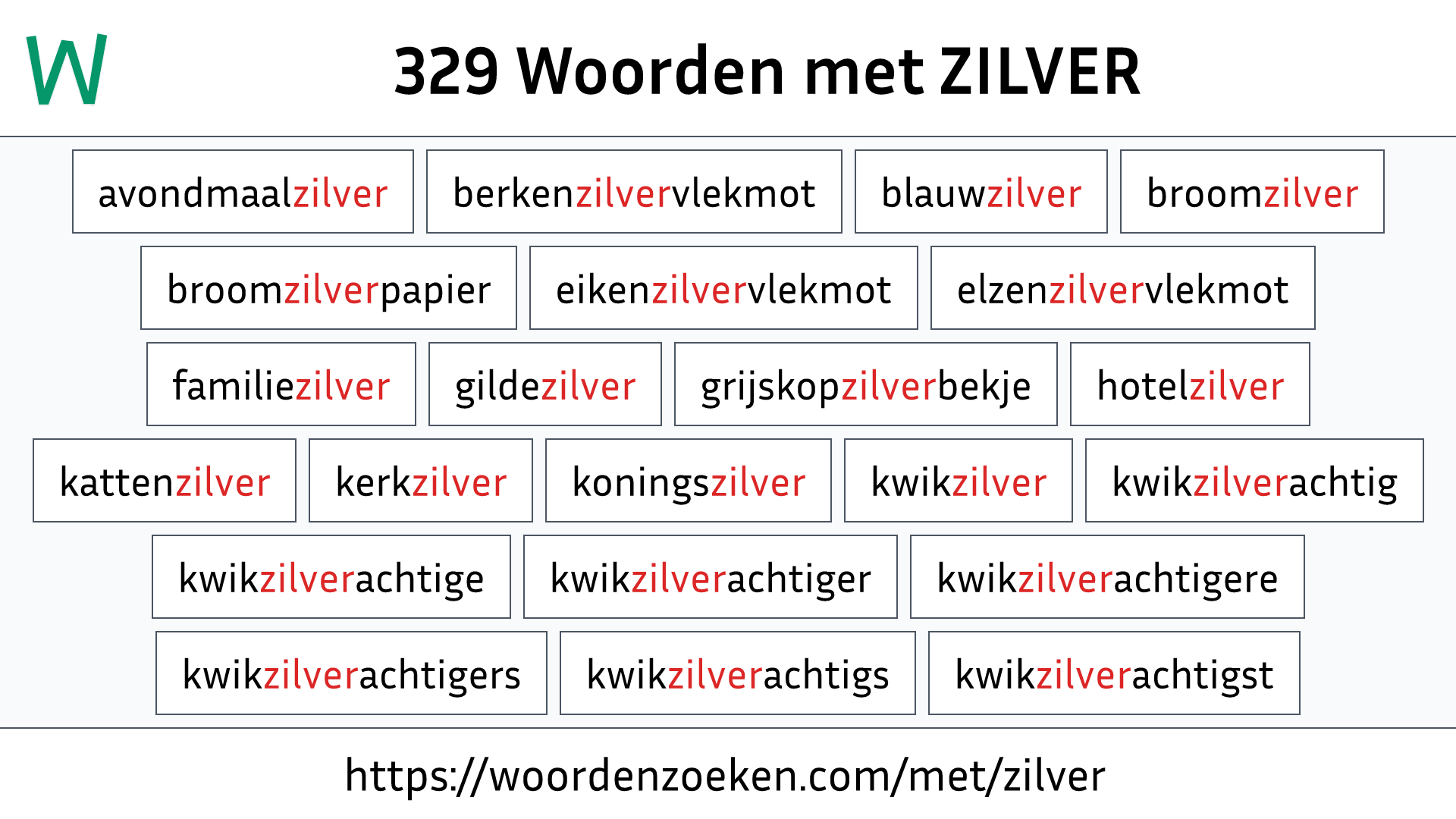 Woorden met ZILVER