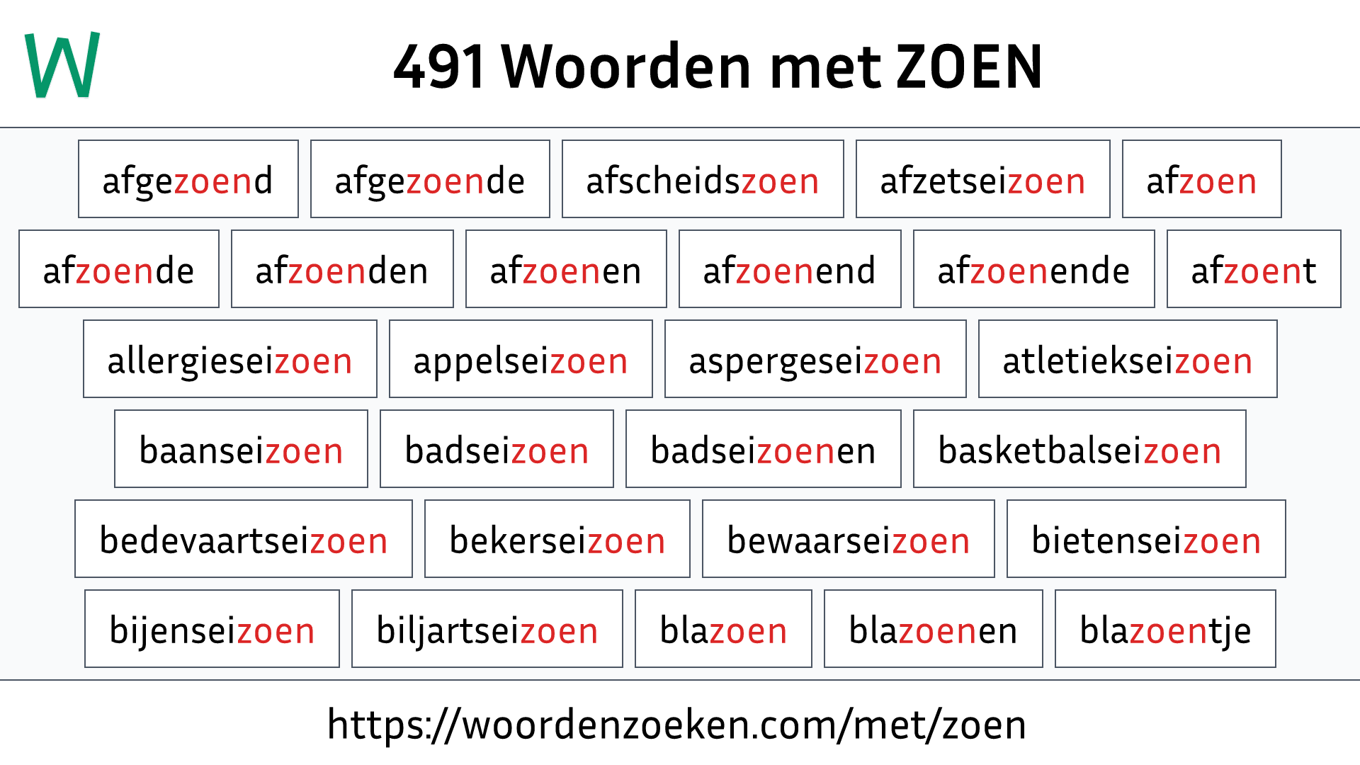 Woorden met ZOEN