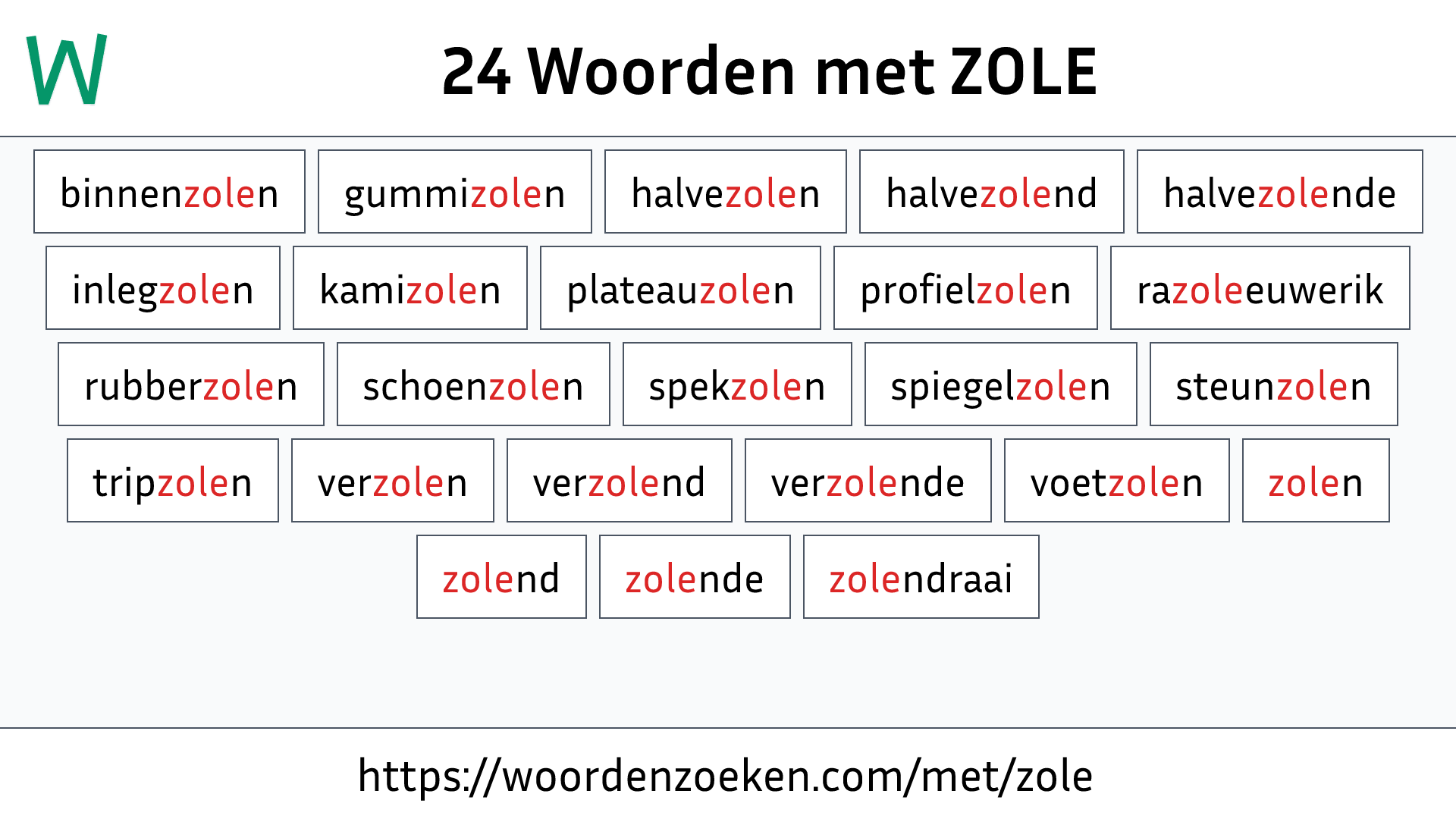 Woorden met ZOLE