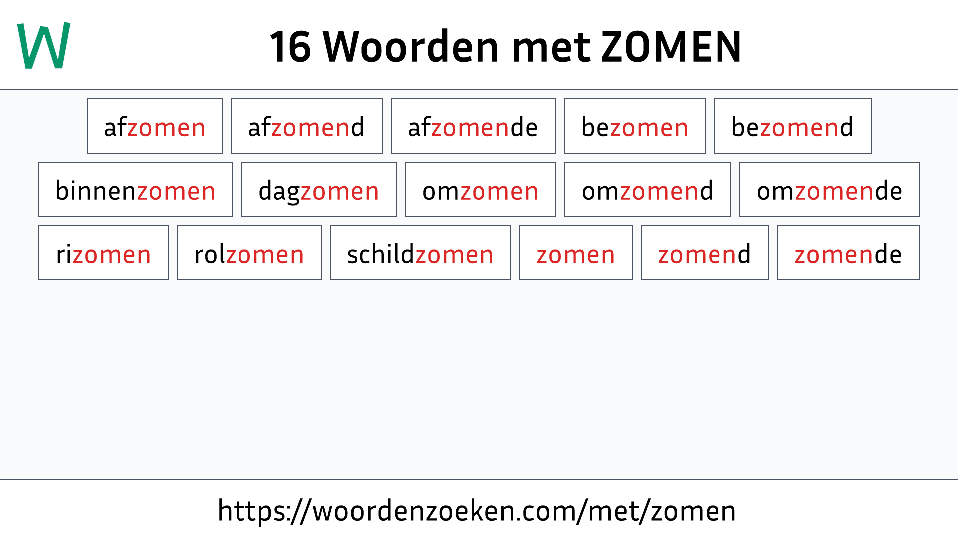 Woorden met ZOMEN