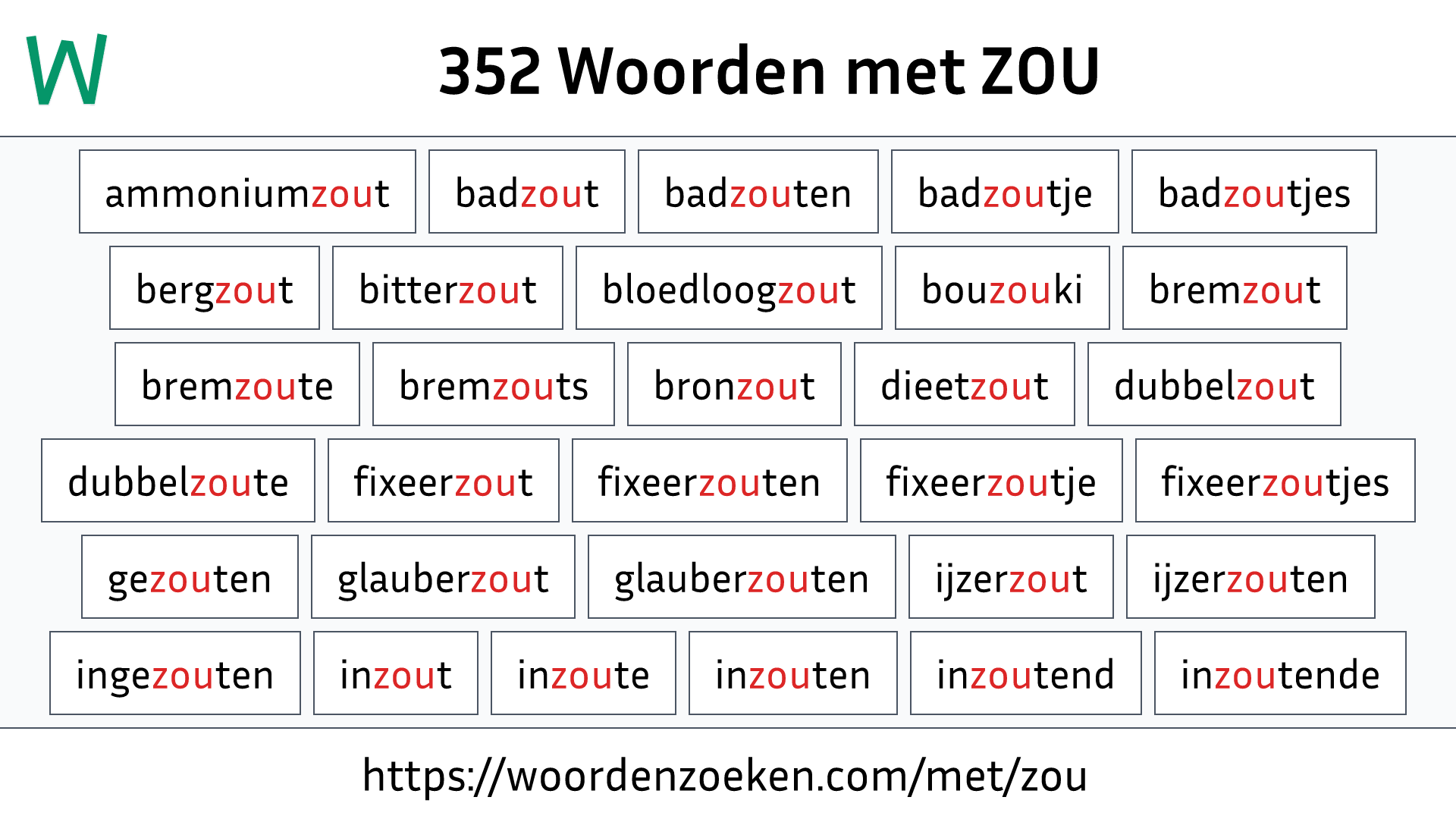 Woorden met ZOU