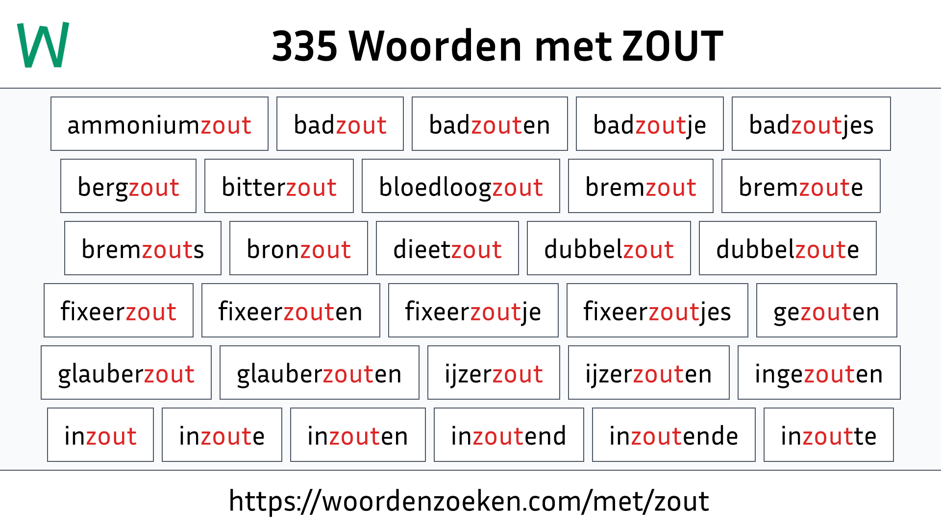 Woorden met ZOUT