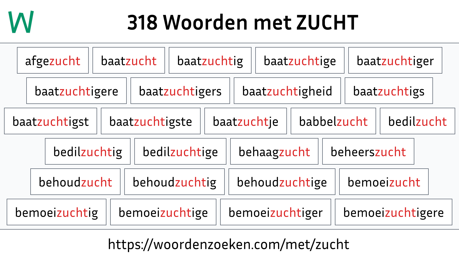 Woorden met ZUCHT