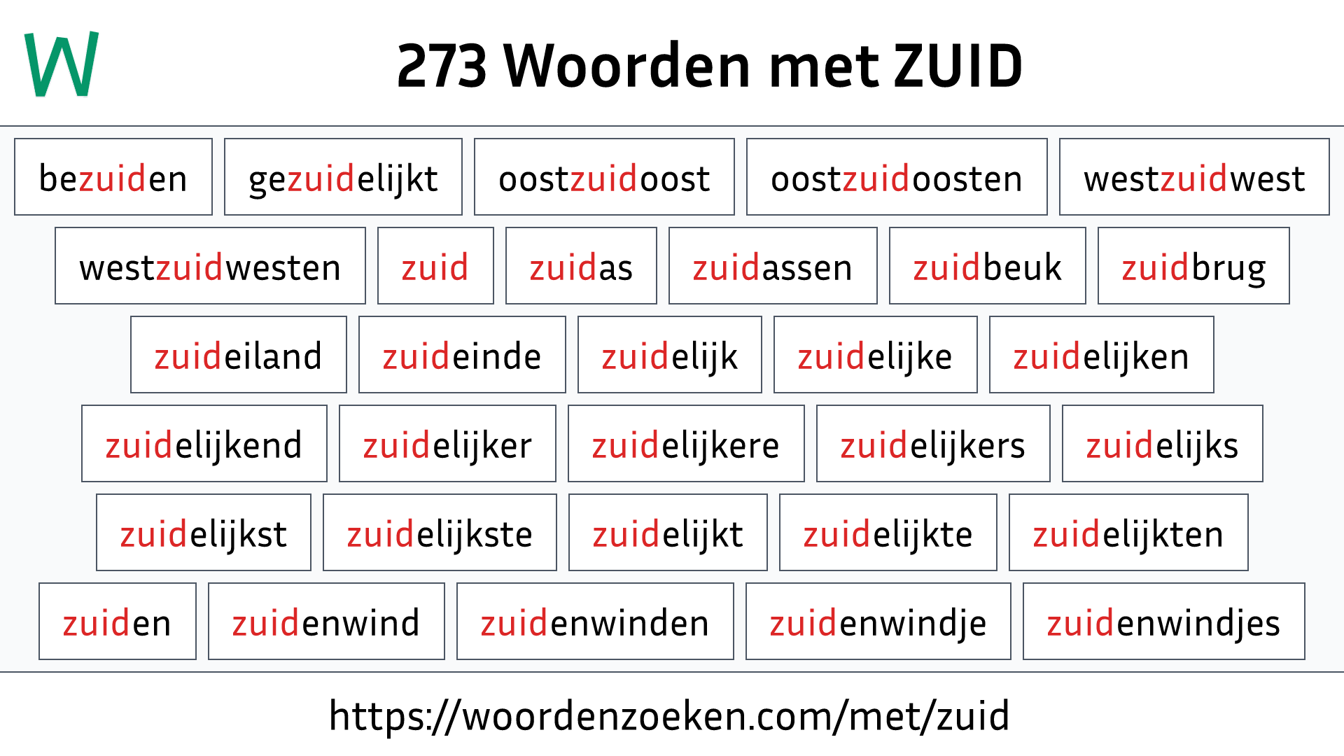 Woorden met ZUID