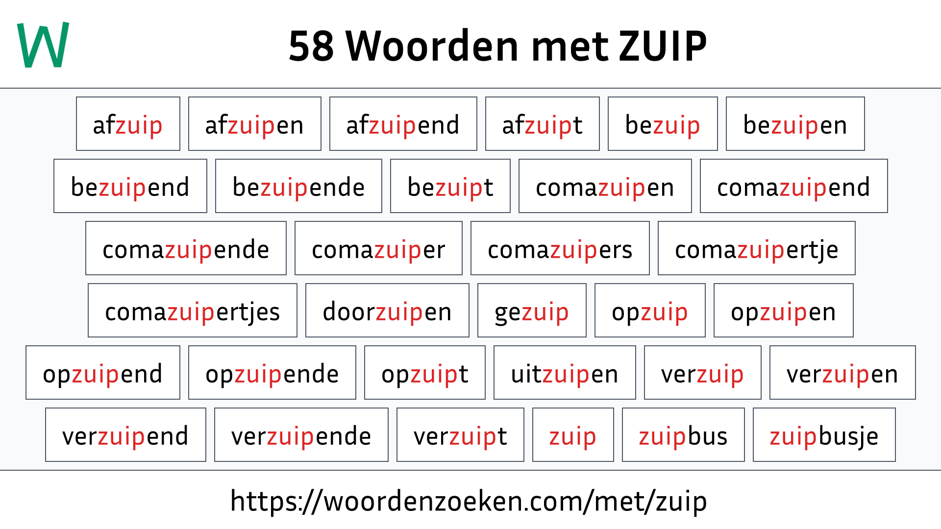 Woorden met ZUIP