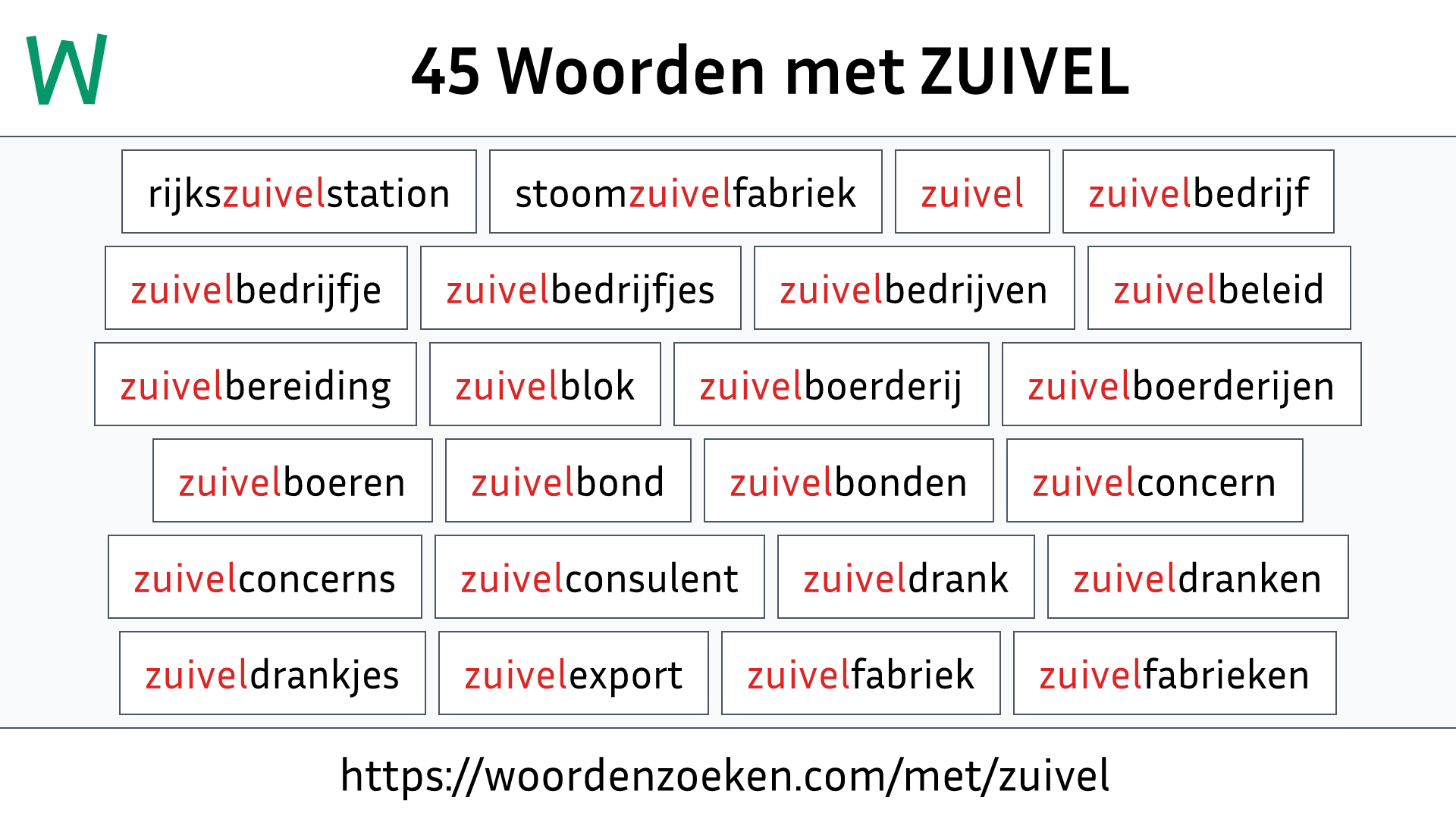 Woorden met ZUIVEL