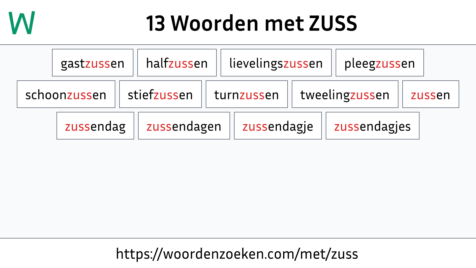 Woorden met ZUSS