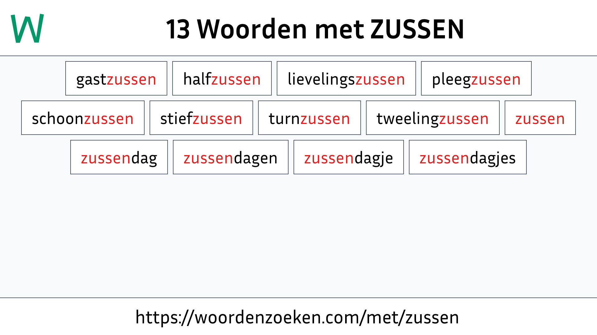 Woorden met ZUSSEN