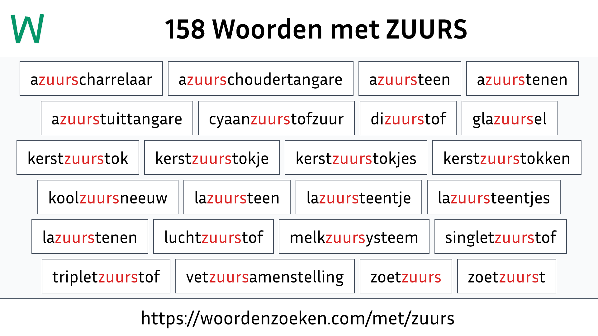 Woorden met ZUURS