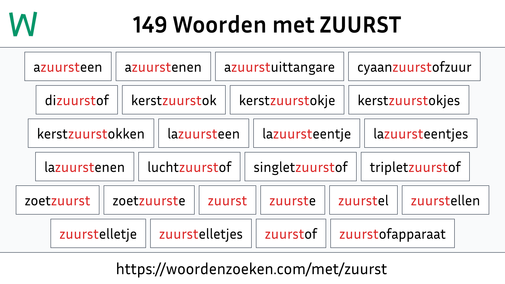 Woorden met ZUURST