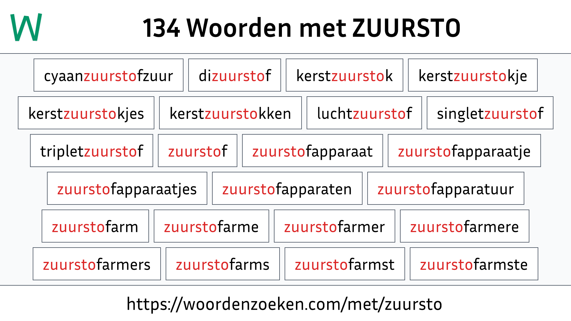 Woorden met ZUURSTO