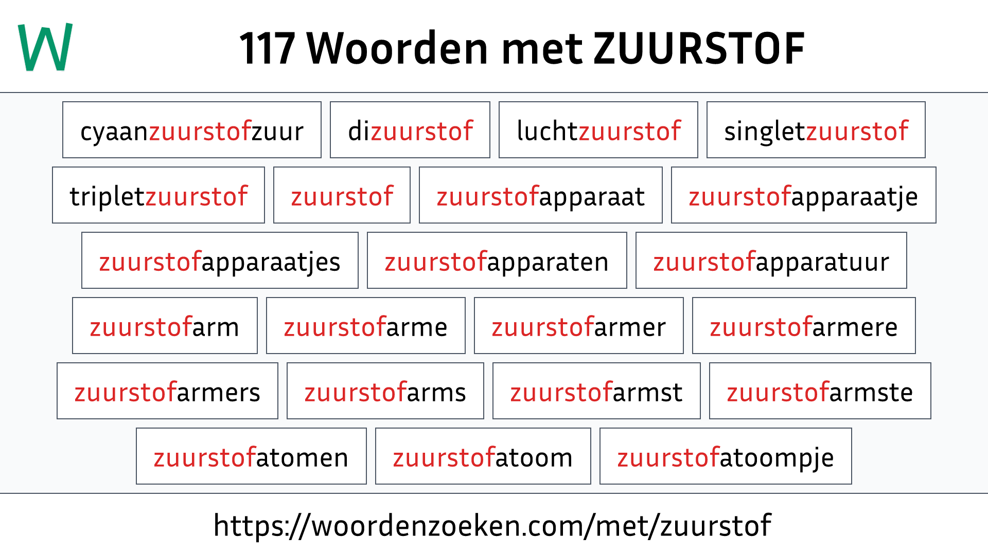 Woorden met ZUURSTOF