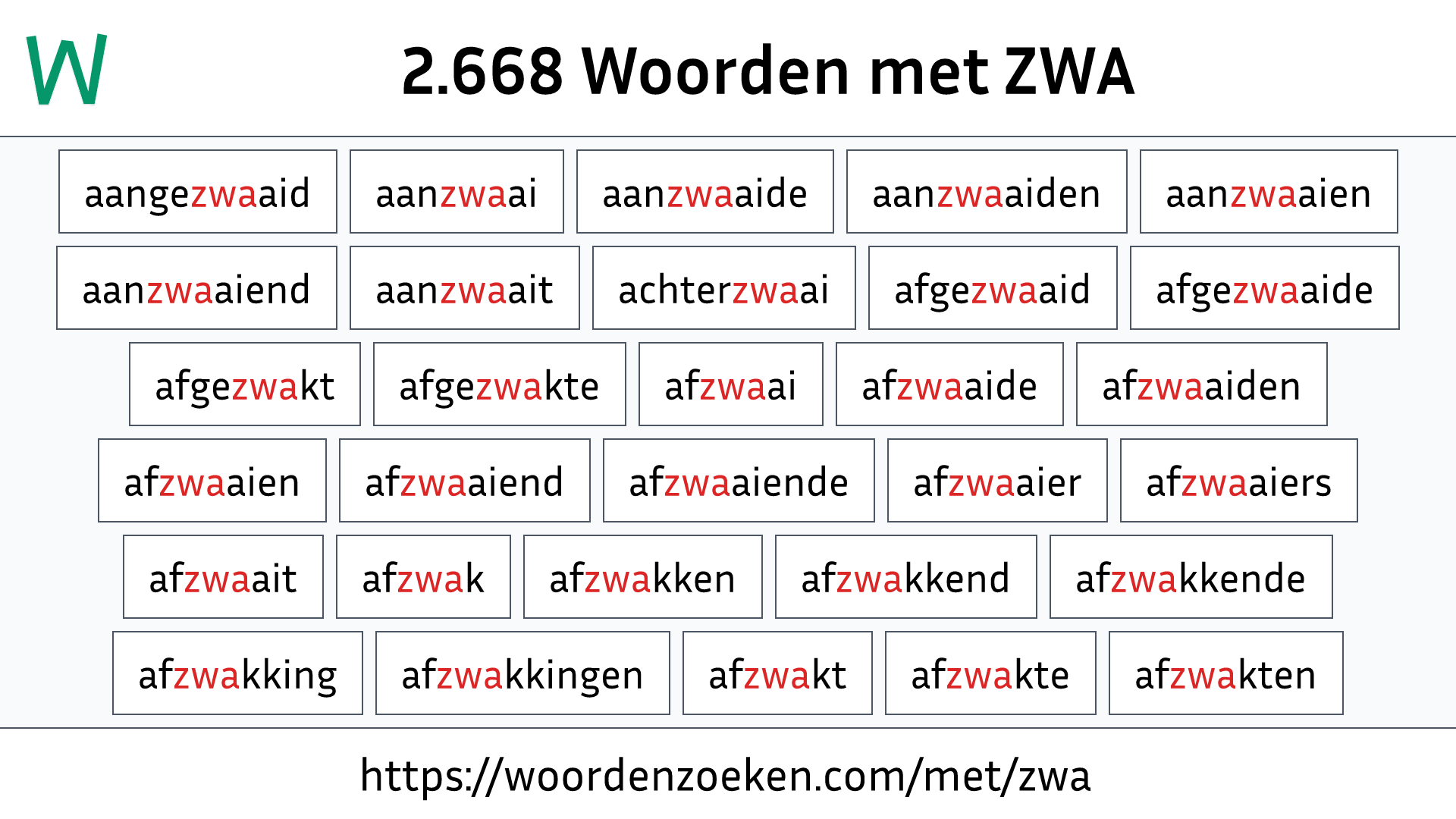 Woorden met ZWA