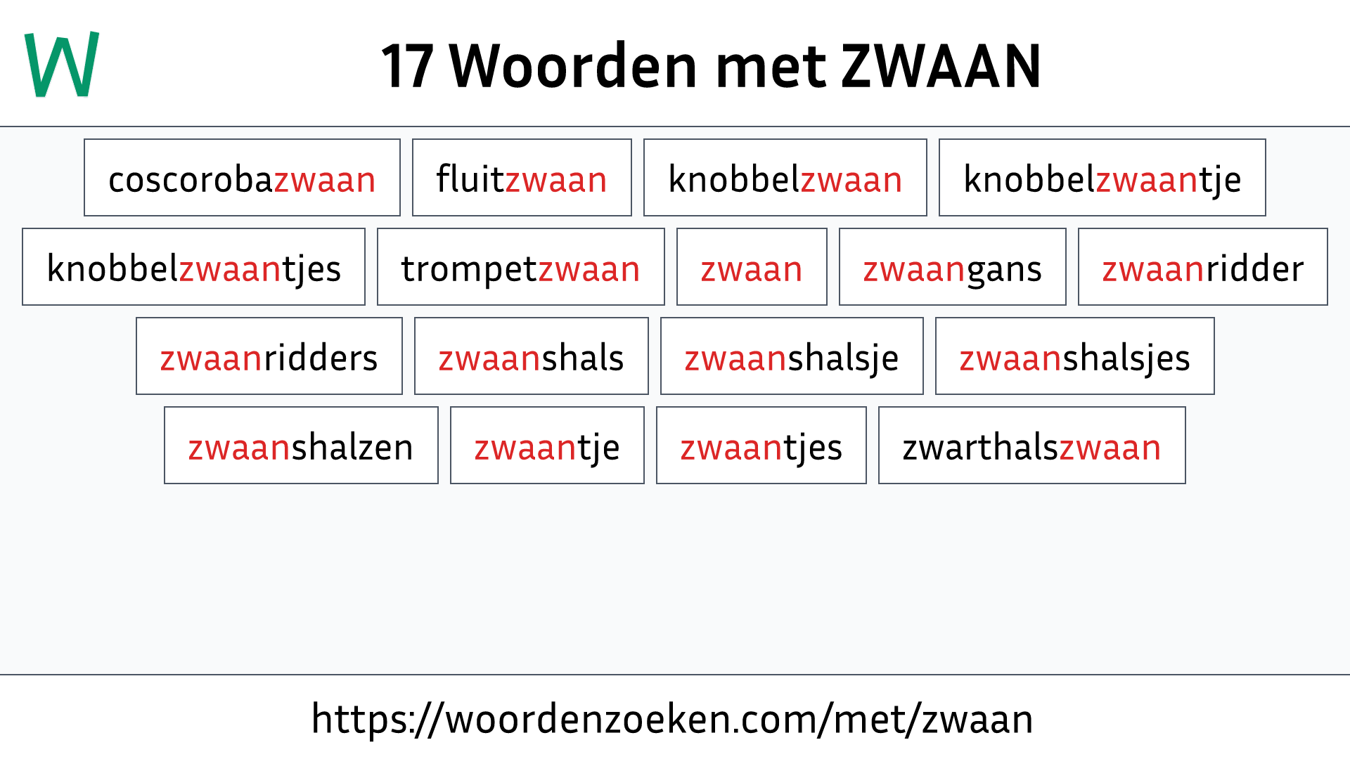 Woorden met ZWAAN