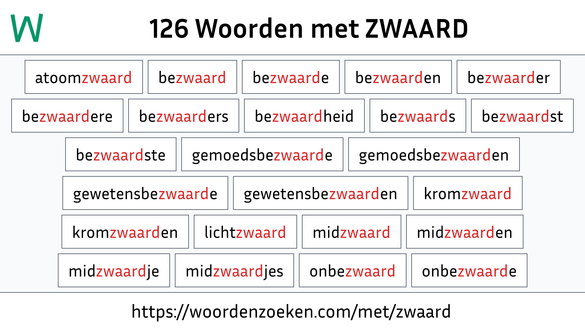 Woorden met ZWAARD