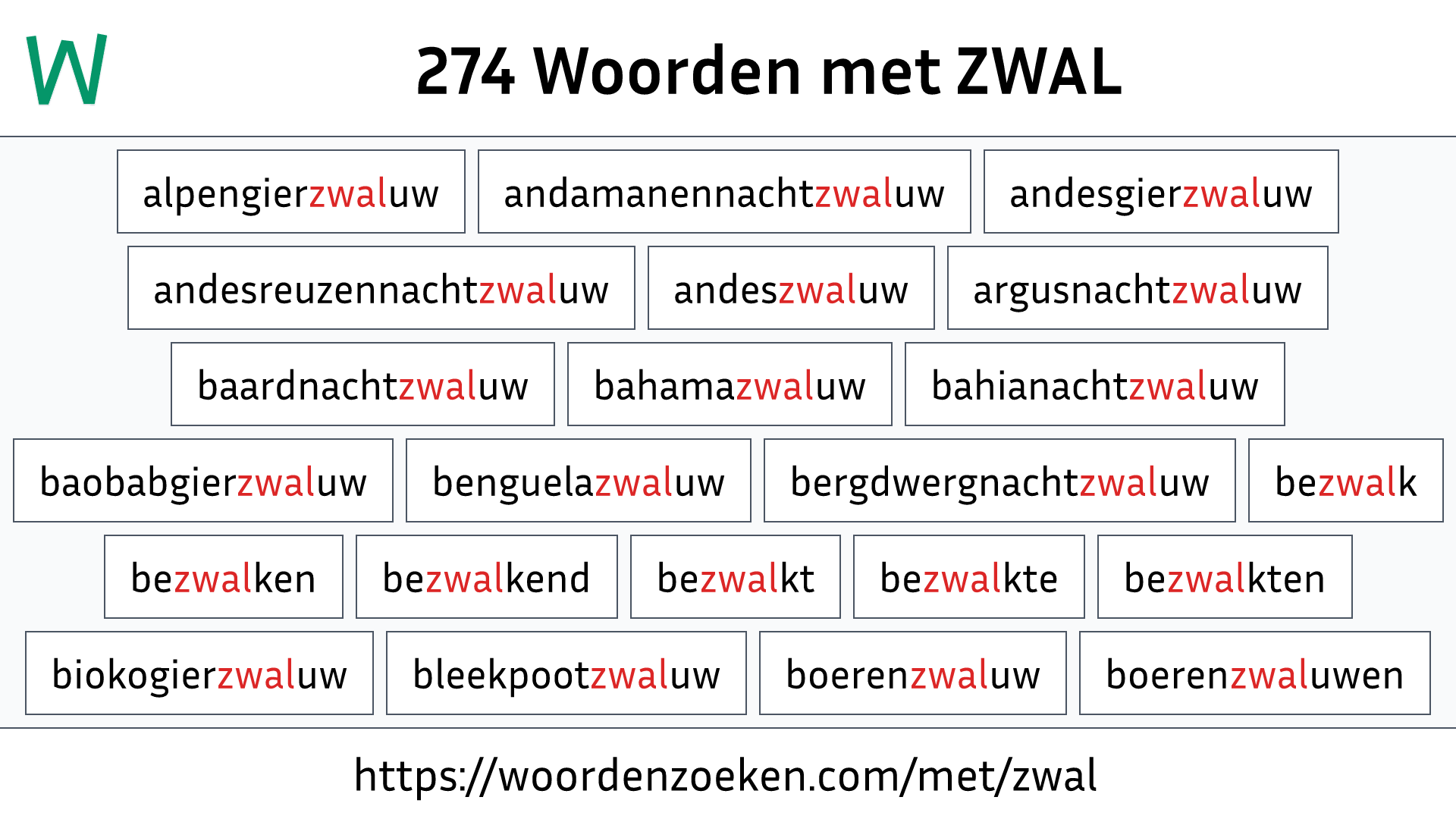 Woorden met ZWAL