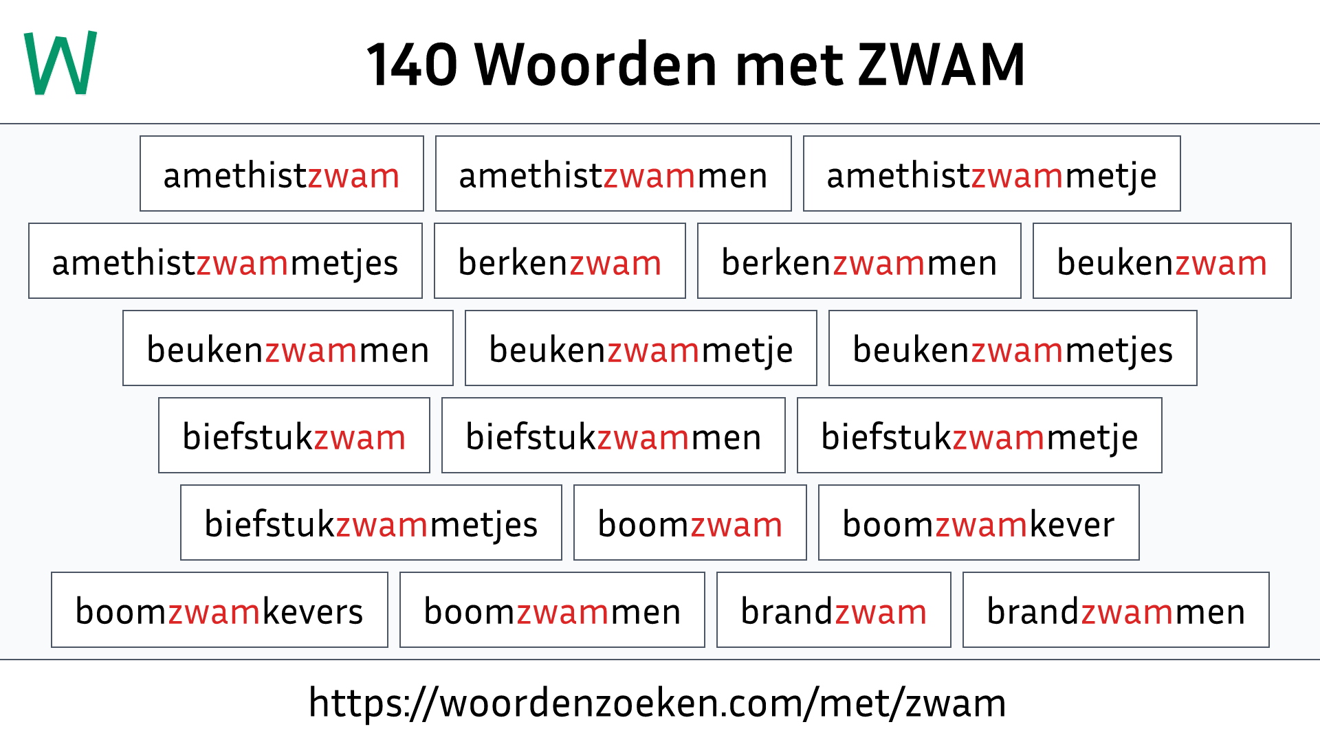 Woorden met ZWAM