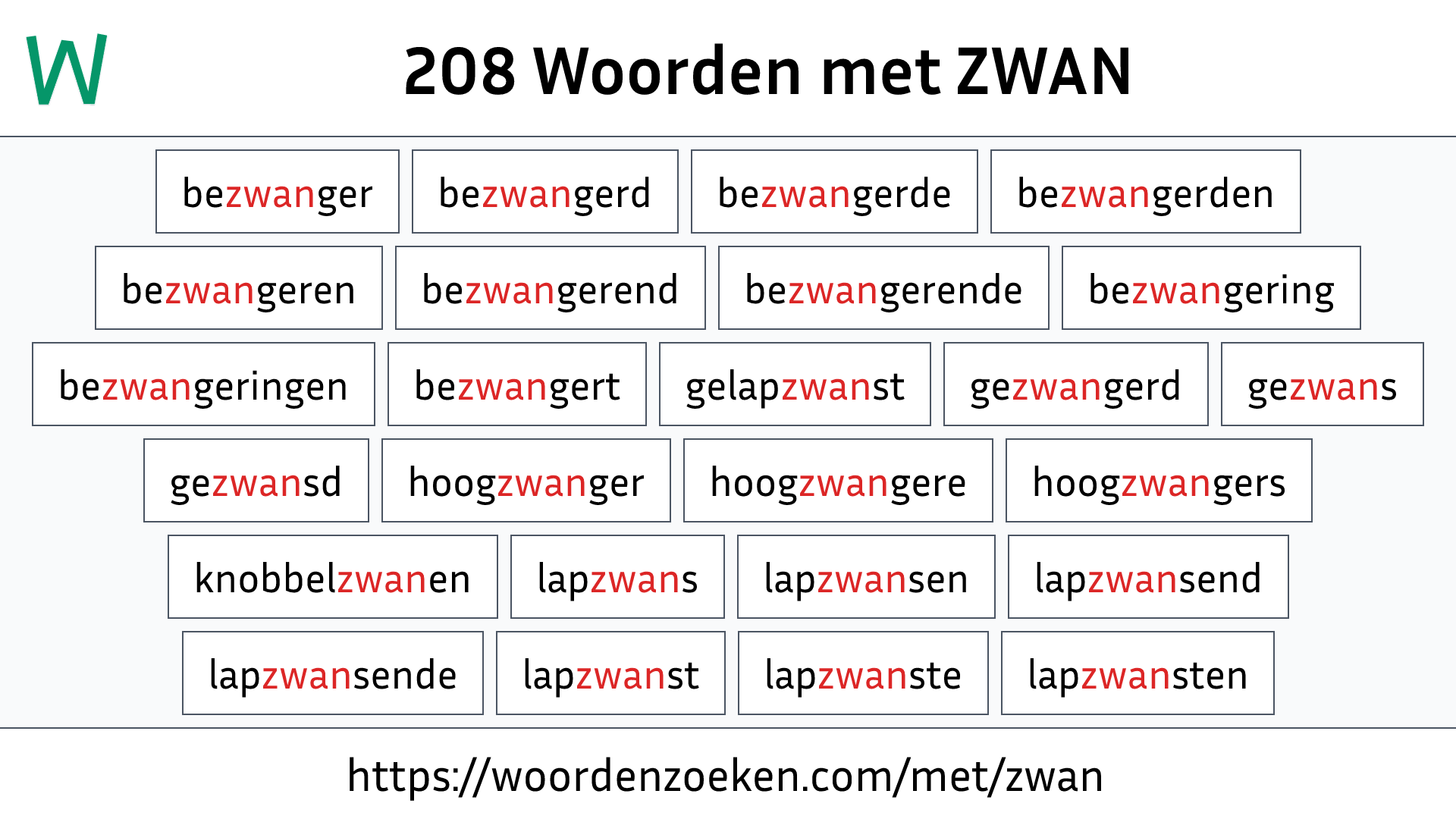 Woorden met ZWAN