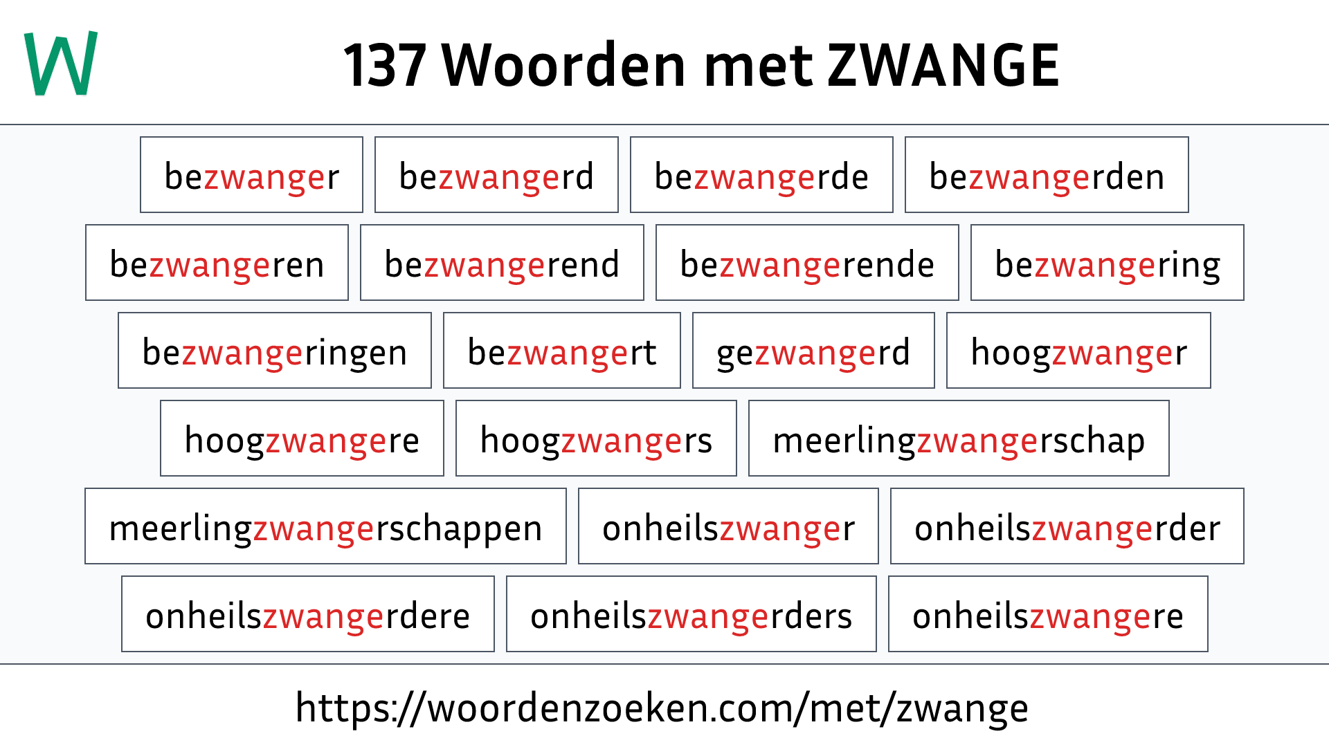 Woorden met ZWANGE