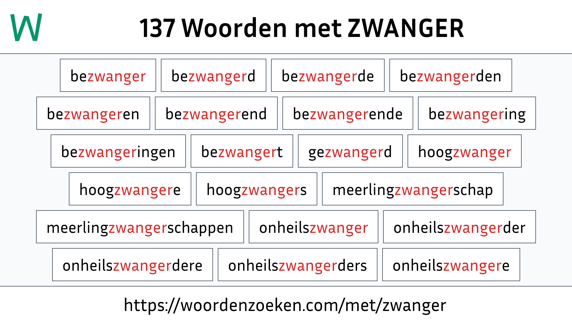 Woorden met ZWANGER