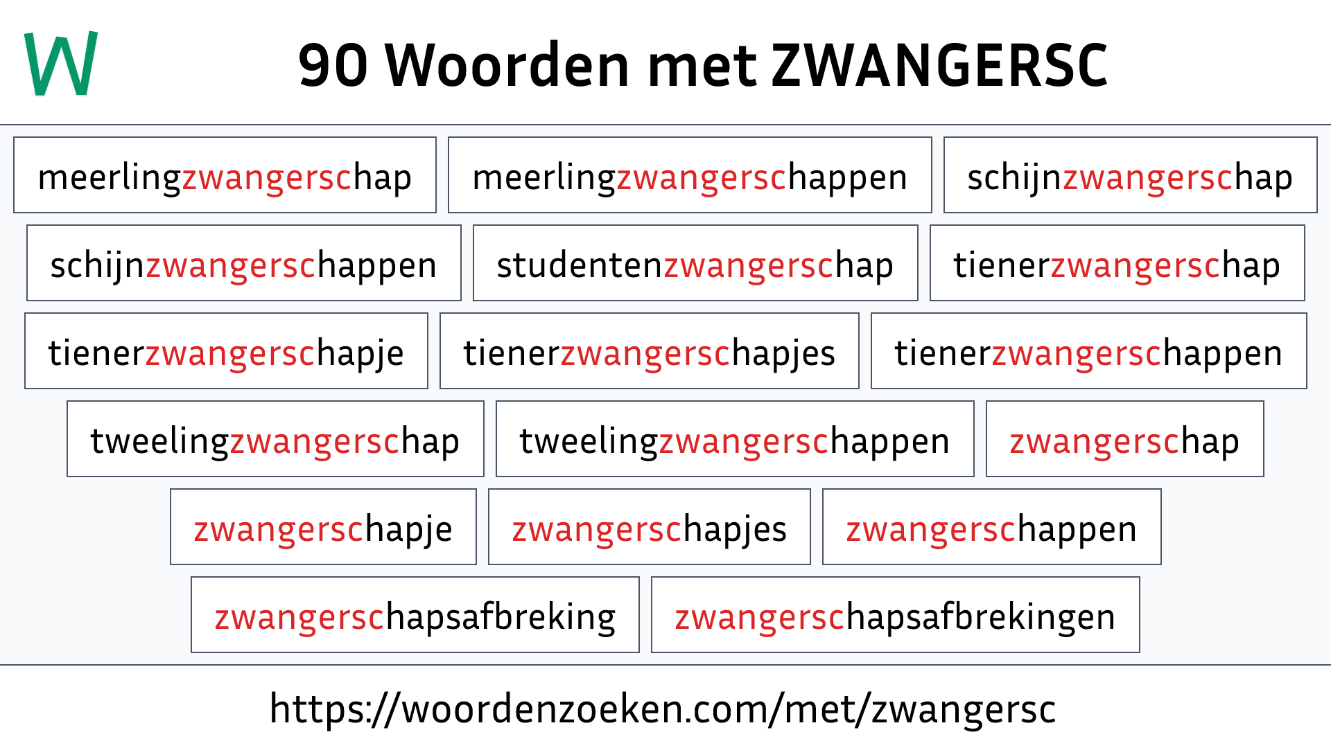 Woorden met ZWANGERSC