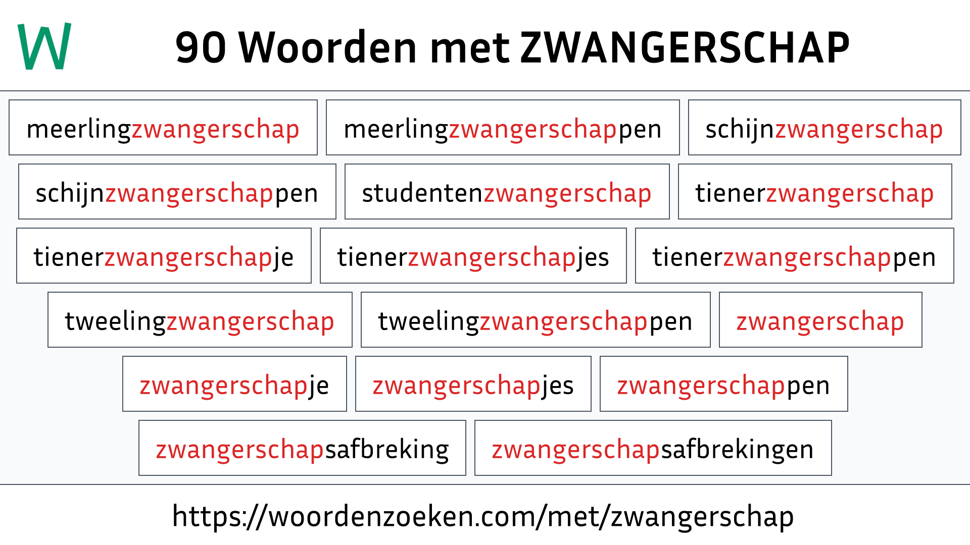 Woorden met ZWANGERSCHAP