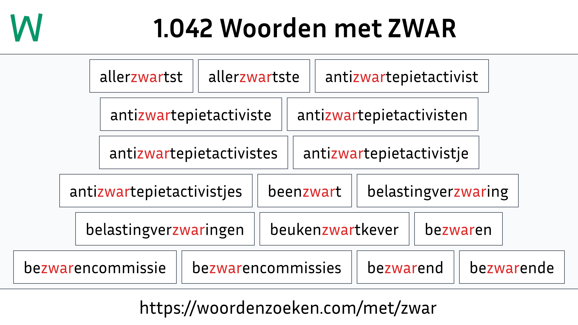 Woorden met ZWAR