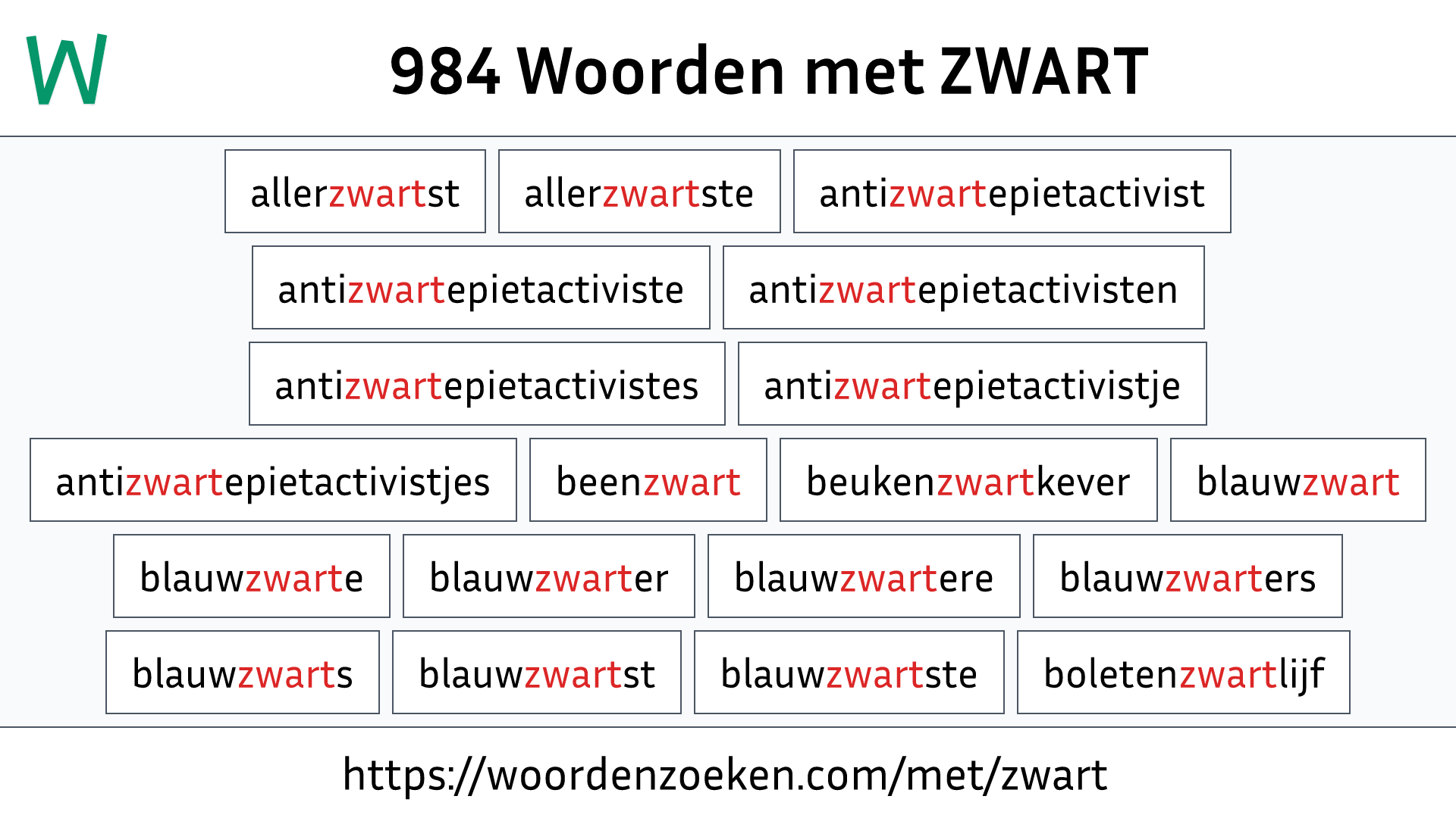 Woorden met ZWART