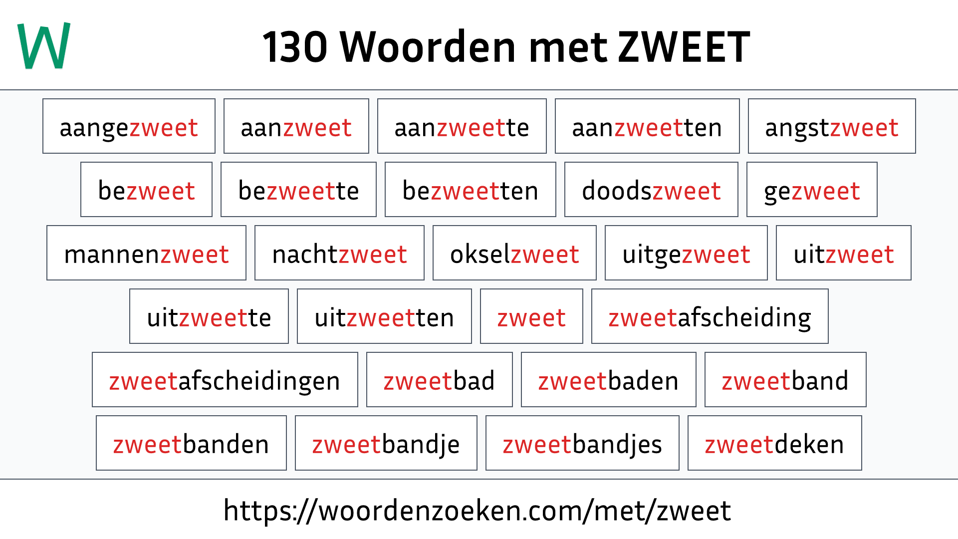 Woorden met ZWEET