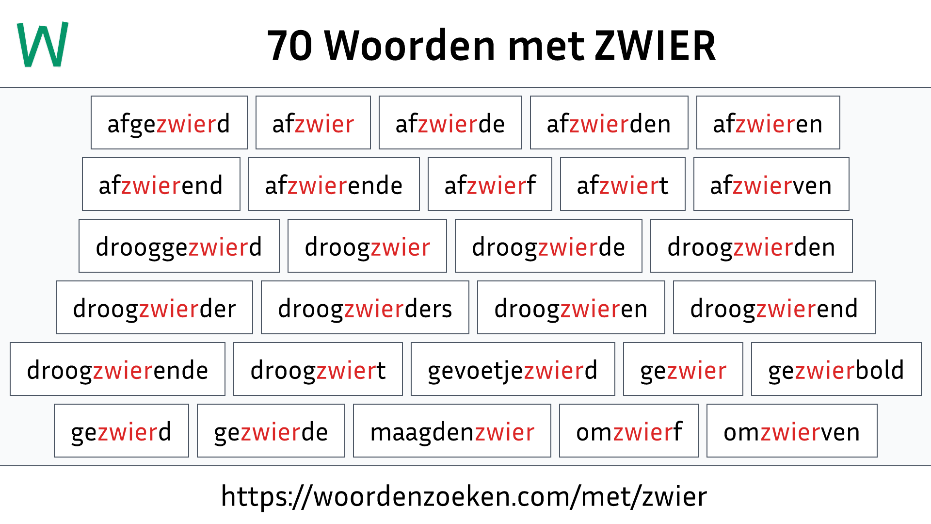 Woorden met ZWIER