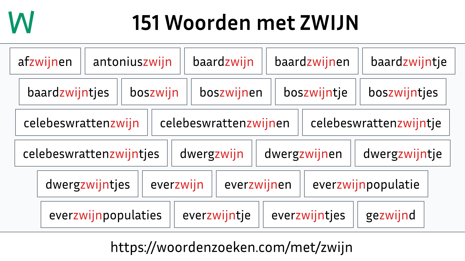 Woorden met ZWIJN