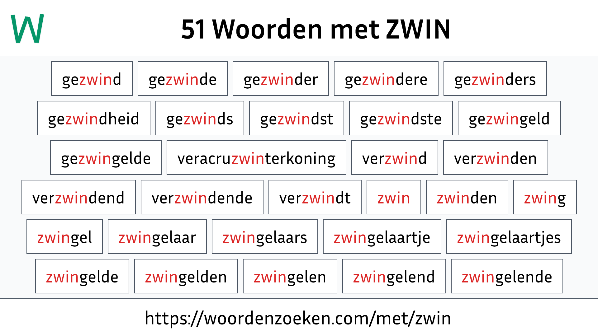 Woorden met ZWIN