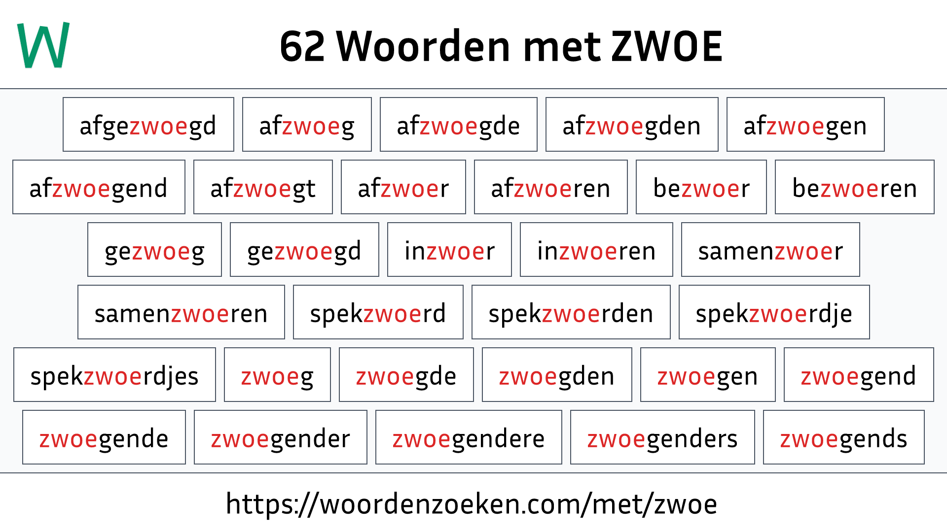 Woorden met ZWOE